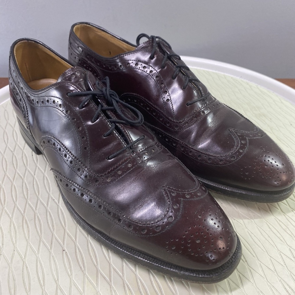 Vintage Johnston&Murphy Men's Dark Burgundy Dress Shoes Loafers Sz.9 Wingtip